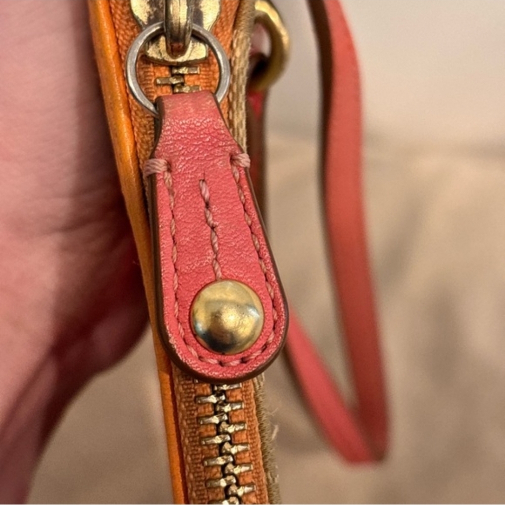 Coach Triple Zip Orange And Coral Wristlet, EUC - Picture 7 of 7